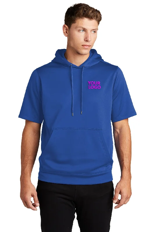 Sport-Tek Sport-Wick Fleece Short Sleeve Hooded Custom Pullovers, True Royal