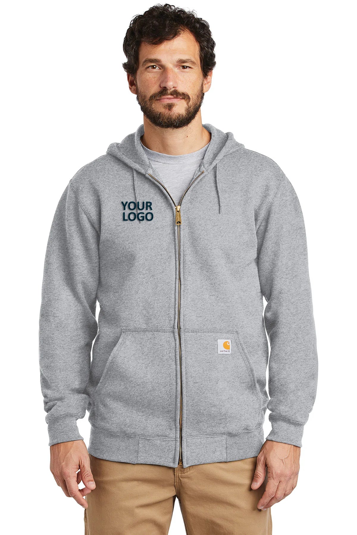 Carhartt Midweight Zip Up Hoodies, Heather Grey