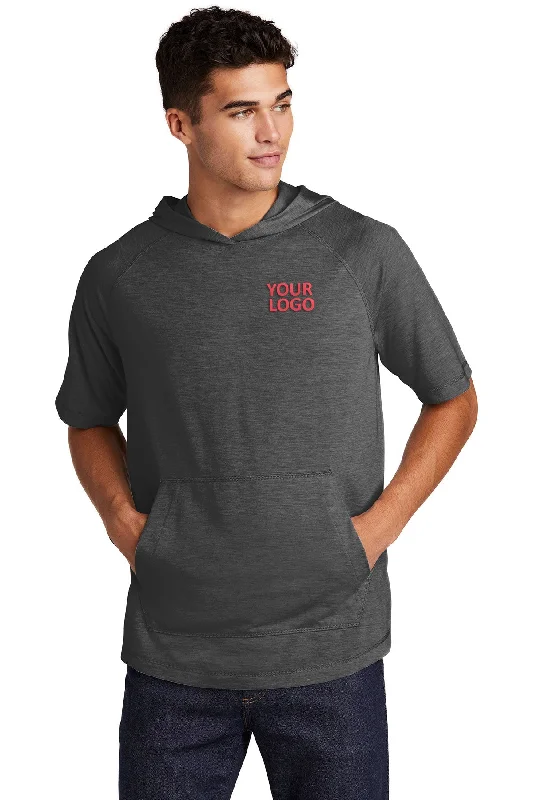 Sport-Tek PosiCharge Tri-Blend Wicking Custom Short Sleeve Hoodies, Dark Grey Heather