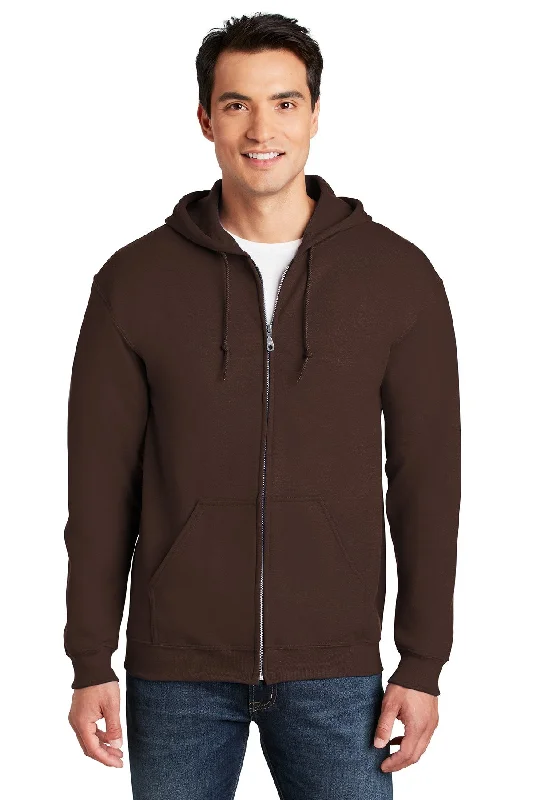 Gildan Heavy Blend Full Zip Hooded Sweatshirt Dark Chocolate