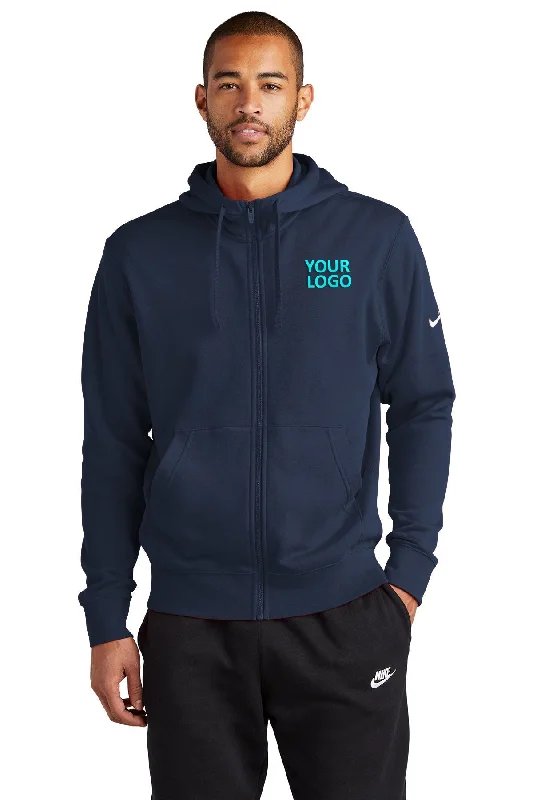 Nike Club Fleece Custom Zip Hoodies, Midnight Navy