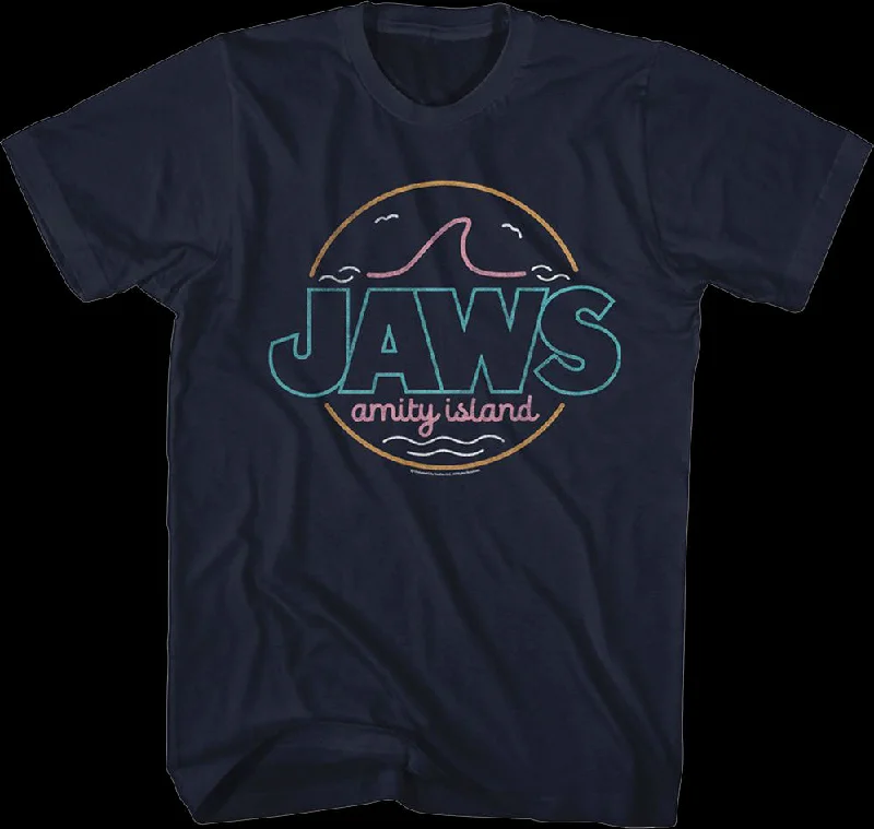 Neon Amity Island Sign Jaws T-Shirt