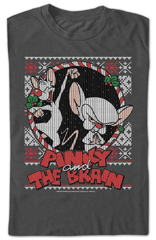 Pinky and The Brain Faux Ugly Christmas Sweater Animaniacs T-Shirt