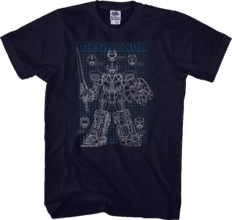 Schematic Megazord Mighty Morphin Power Rangers T-Shirt