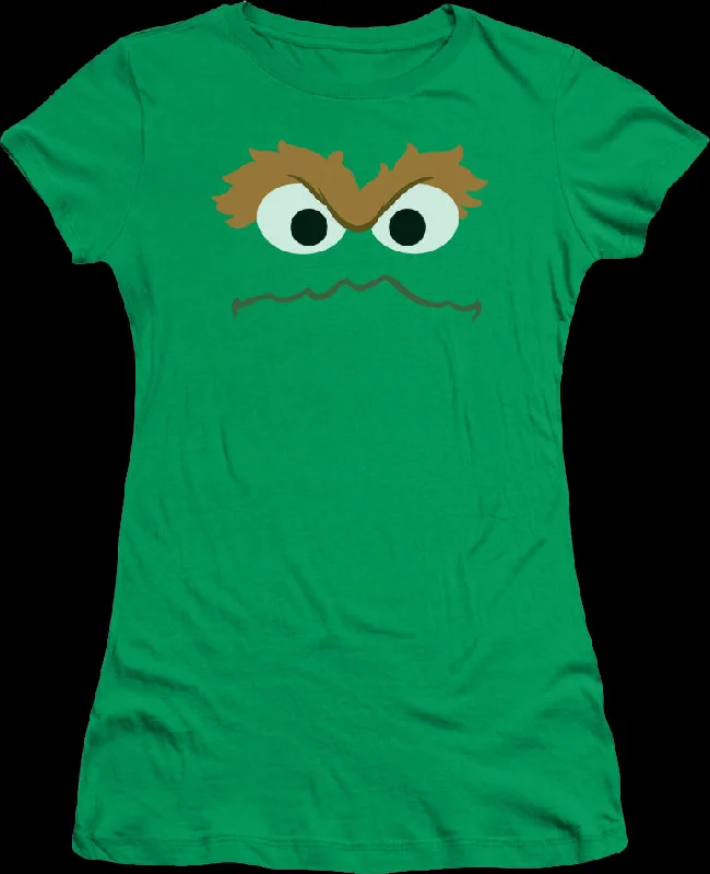 Ladies Oscar The Grouch Face Sesame Street Shirt