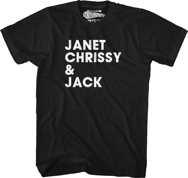 Roommate Names Janet Chrissy & Jack Three's Company T-Shirt