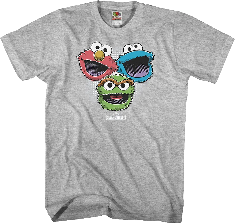 Elmo Cookie Monster Oscar The Grouch Sesame Street T-Shirt