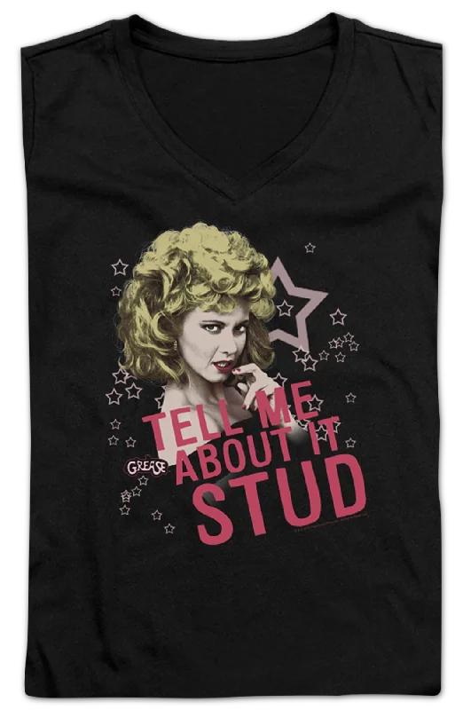 Ladies Tell Me About It Stud Grease V-Neck Shirt