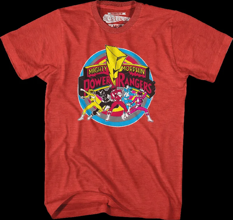 Circle Action Poses Mighty Morphin Power Rangers T-Shirt