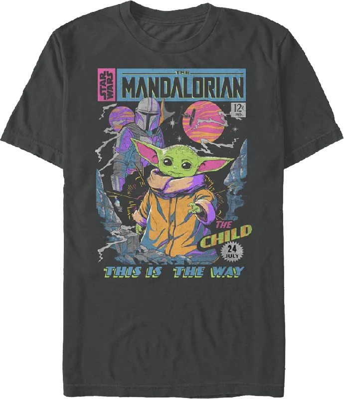 Neon Mandalorian Comic Book Cover Star Wars T-Shirt