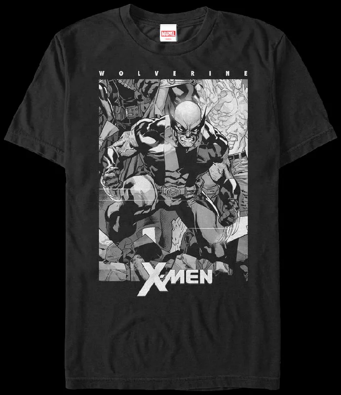 Black and White Wolverine X-Men T-Shirt