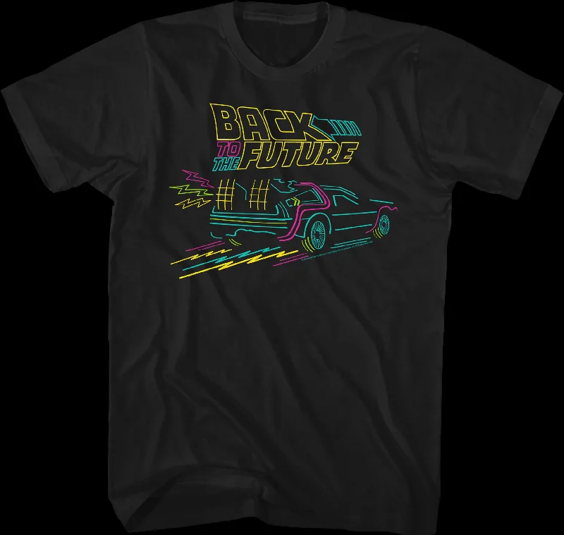 Neon DeLorean Back To The Future T-Shirt