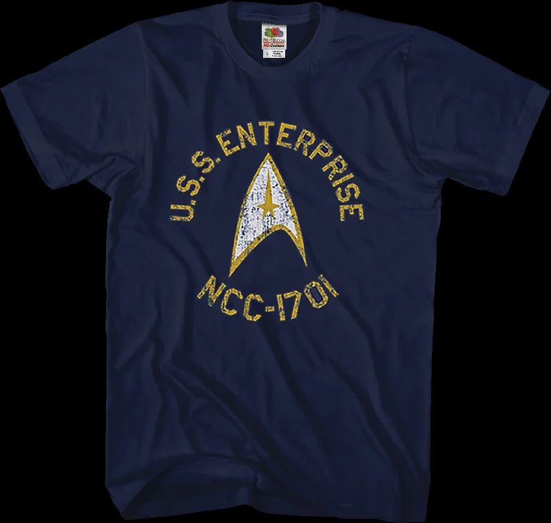 Blue Distressed USS Enterprise Star Trek T-Shirt