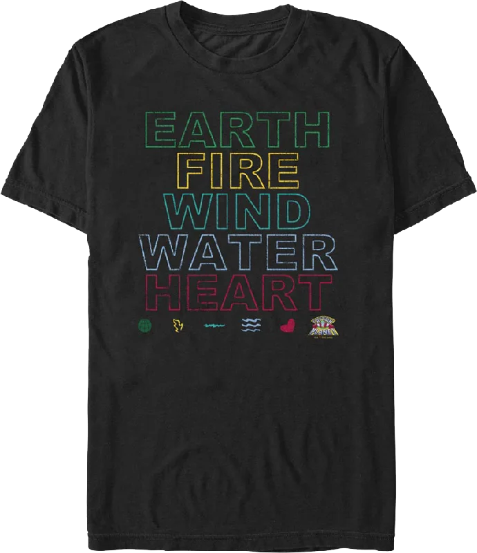 Earth Fire Wind Water Heart Captain Planet T-Shirt