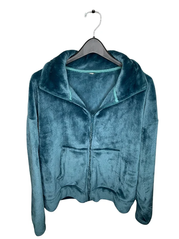 Jacket Fleece By Champion In Teal, Size: L