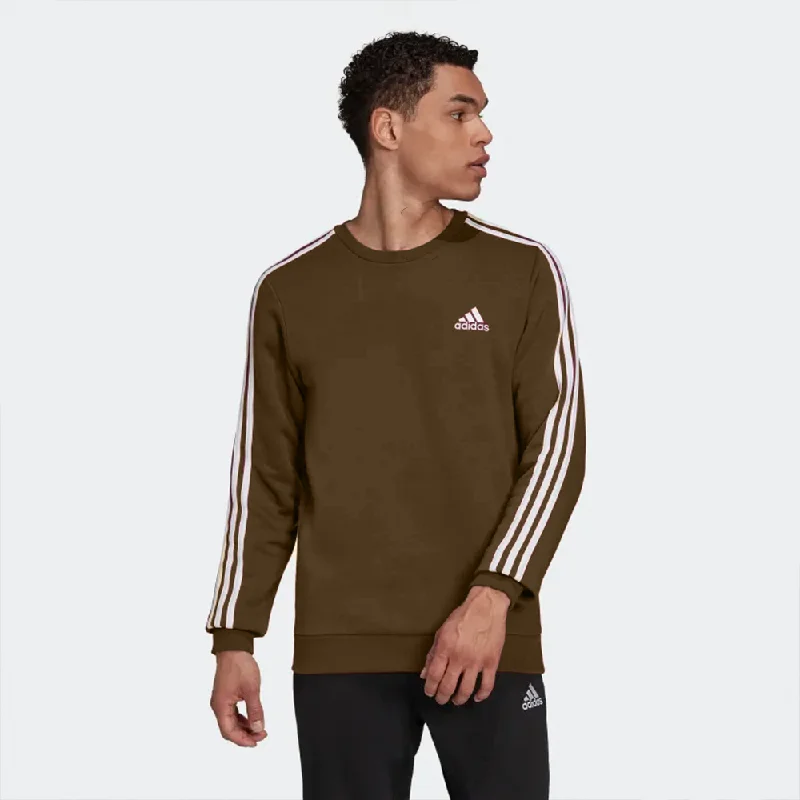 ADDS Embroided Logo3 Stripes  Sports Fleece Mustard Brown Sweatshirt 10453