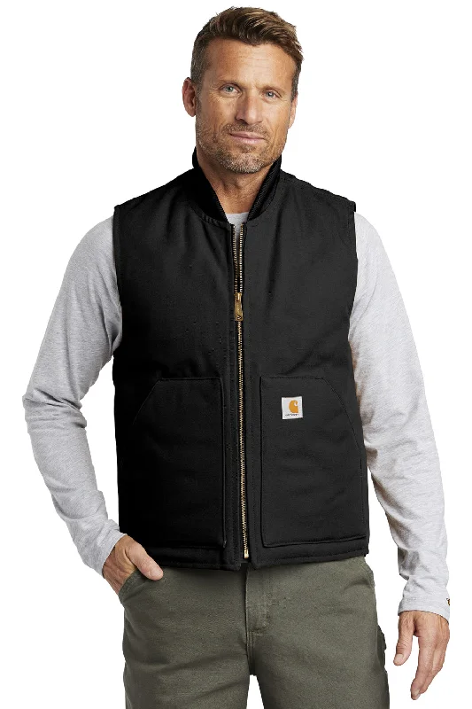 Carhartt Mens Wind & Water Resistant Duck Cloth Full Zip Vest - Black