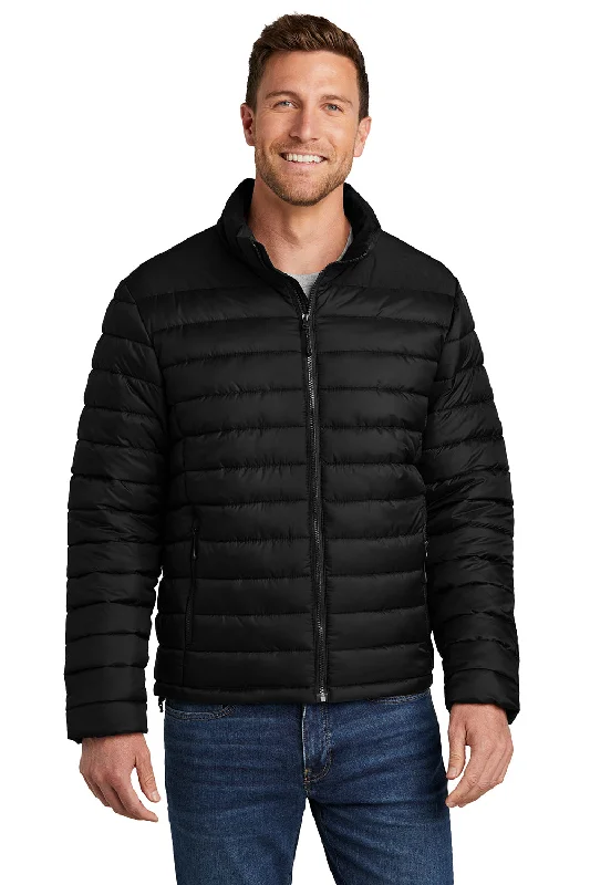 Port Authority Mens Horizon Water Resistant Full Zip Puffy Jacket - Deep Black