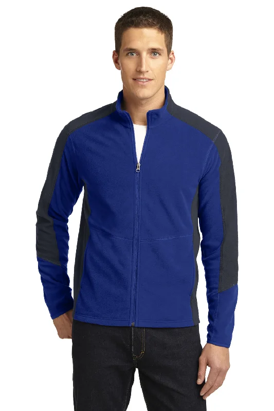 Port Authority Mens Full Zip Microfleece Jacket - Patriot Blue/Battleship Grey - Closeout