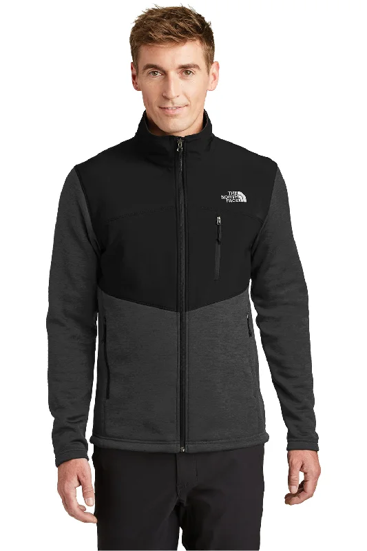 The North Face Mens Far North Wind Resistant Full Zip Fleece Jacket - Heather Black - Closeout