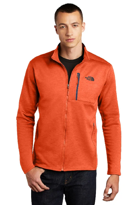 The North Face Mens Skyline Fleece Full Zip Jacket - Heather Zion Orange/Urban Navy Blue - Closeout