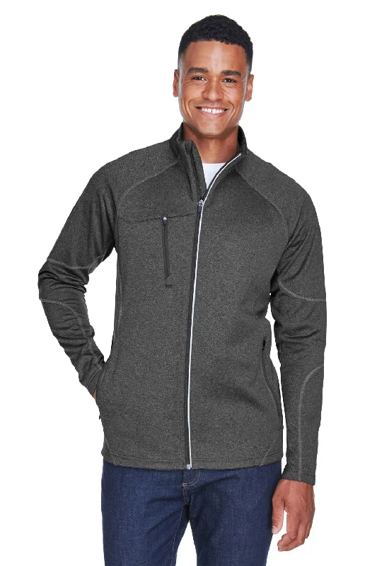 North End Mens Gravity Performance Moisture Wicking Full Zip Fleece Jacket - Heather Carbon Grey