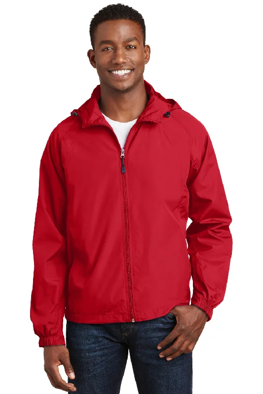 Sport-Tek Mens Water Resistant Full Zip Hooded Jacket - True Red