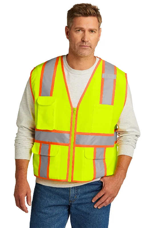 CornerStone Mens ANSI 107 Class 2 Surveyor Zipper Vest w/ Pocket - Safety Yellow