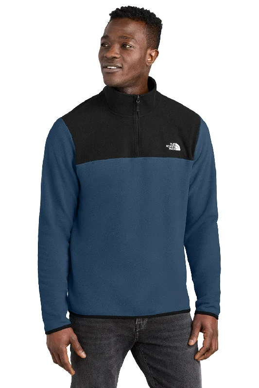 The North Face Mens Glacier Fleece 1/4 Zip Jacket - Shady Blue/Black - New