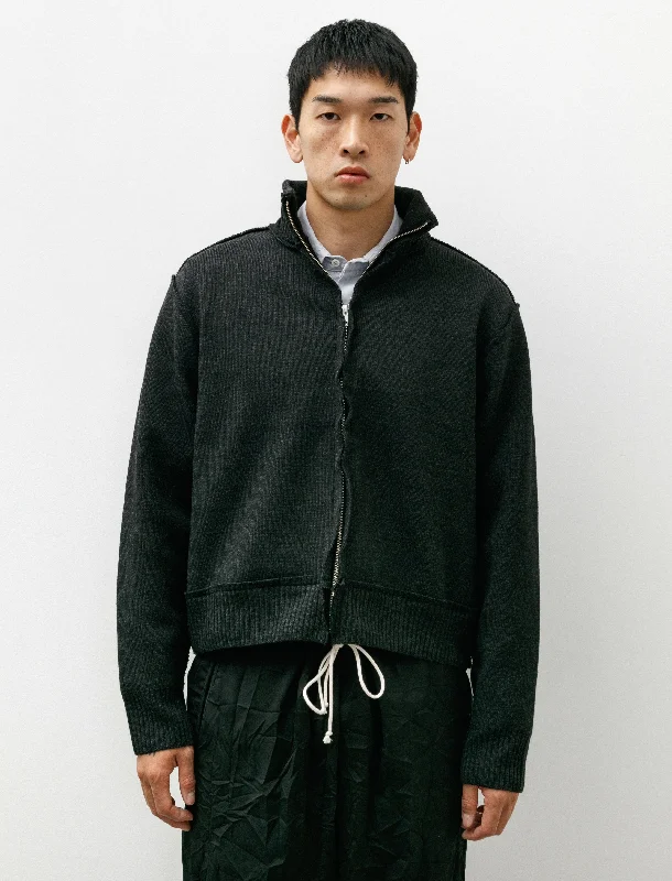 Zip Up Knit Heavy Rib Grey