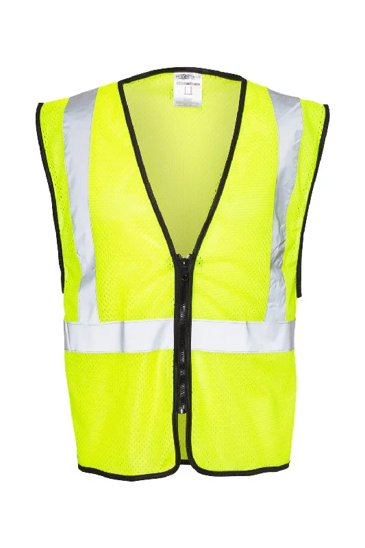 Kishigo Mens Zippered Mesh Economy Class 2 Vest - Lime Green