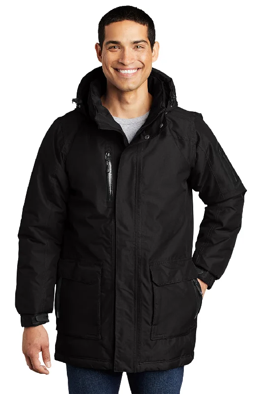 Port Authority Mens Waterproof Full Zip Hooded Jacket - Black