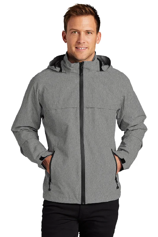 Port Authority Mens Torrent Waterproof Full Zip Hooded Jacket - Heather Dark Grey