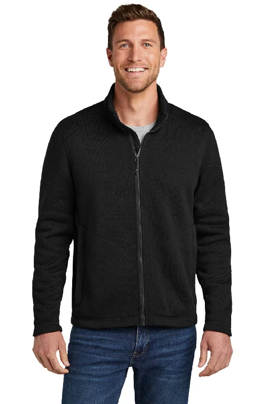 Port Authority Mens Arc Pill Resistant Sweater Fleece Full Zip Jacket - Deep Black - New