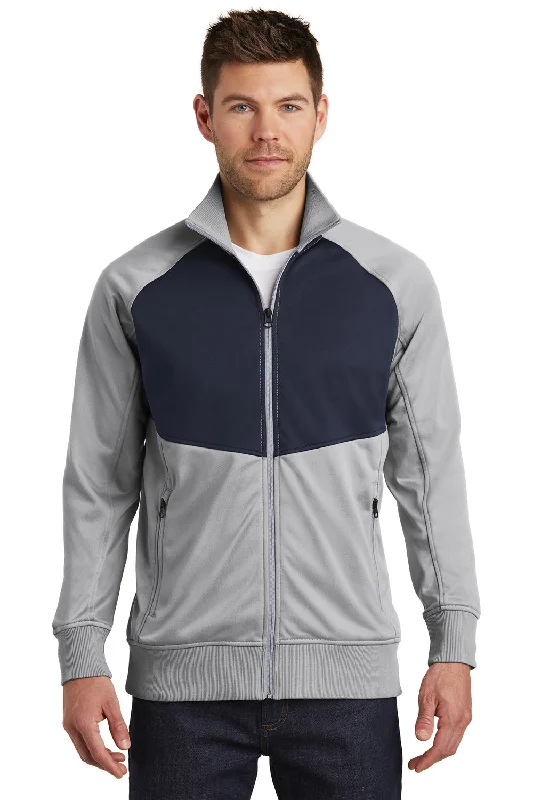 The North Face Mens Tech Full Zip Fleece Jacket - Mid Grey/Urban Navy Blue - Closeout