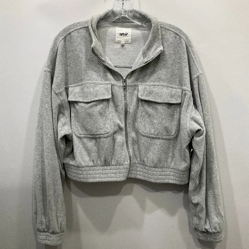 Jacket Fleece By Aerie In Grey, Size: L