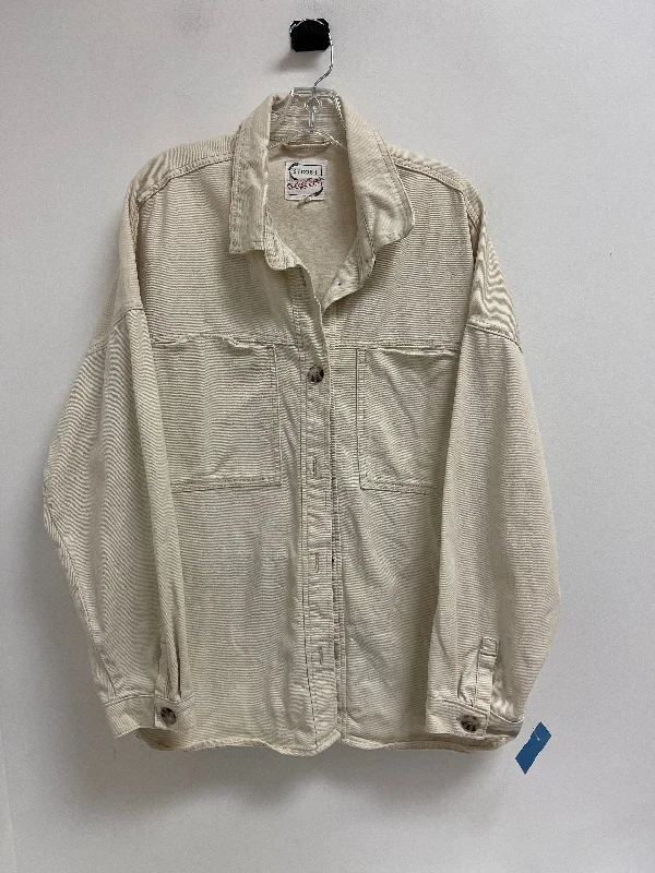 Jacket Denim By Clothes Mentor In Cream, Size: L