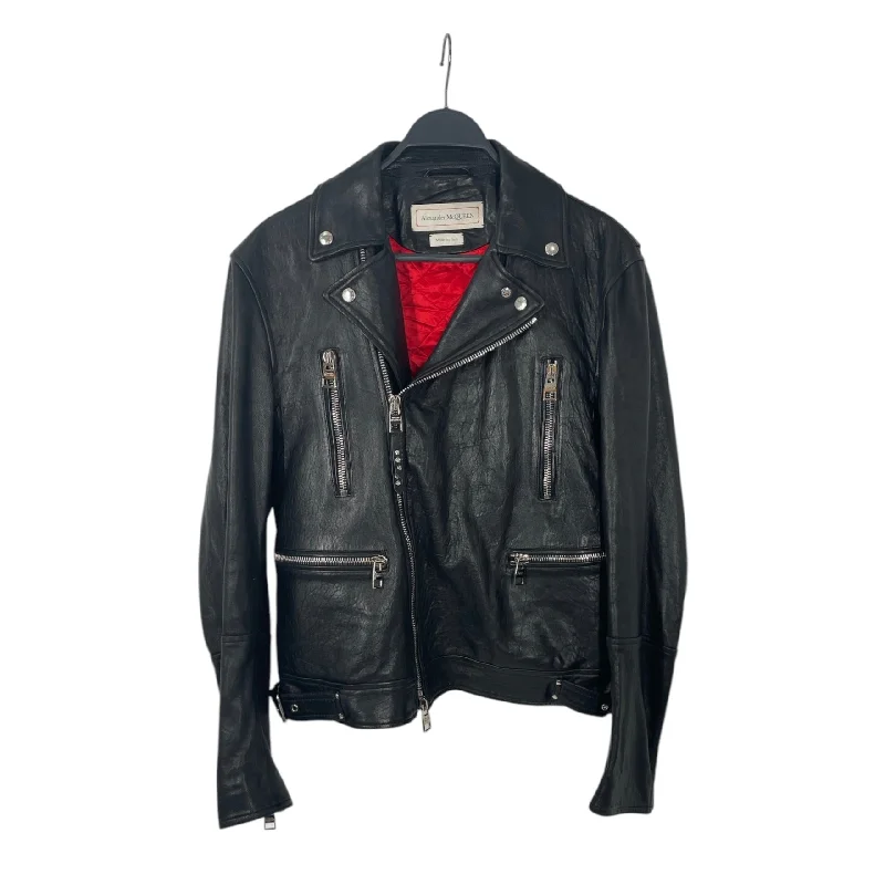 Alexander McQueen/Leather Jkt/50/Leather/BLK/TEXTURE JKT