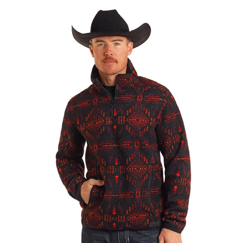 Rock & Roll Men's Red Aztec Pullover