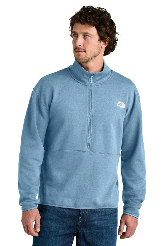 The North Face Mens Double Knit 1/4 Zip Fleece Jacket - Steel Blue - New