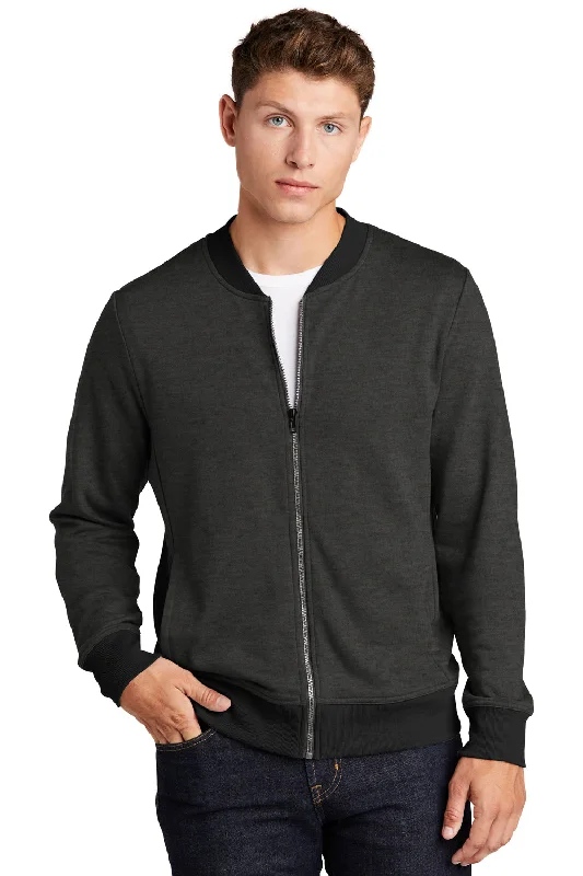 Sport-Tek Mens French Terry Full Zip Bomber Jacket - Heather Black