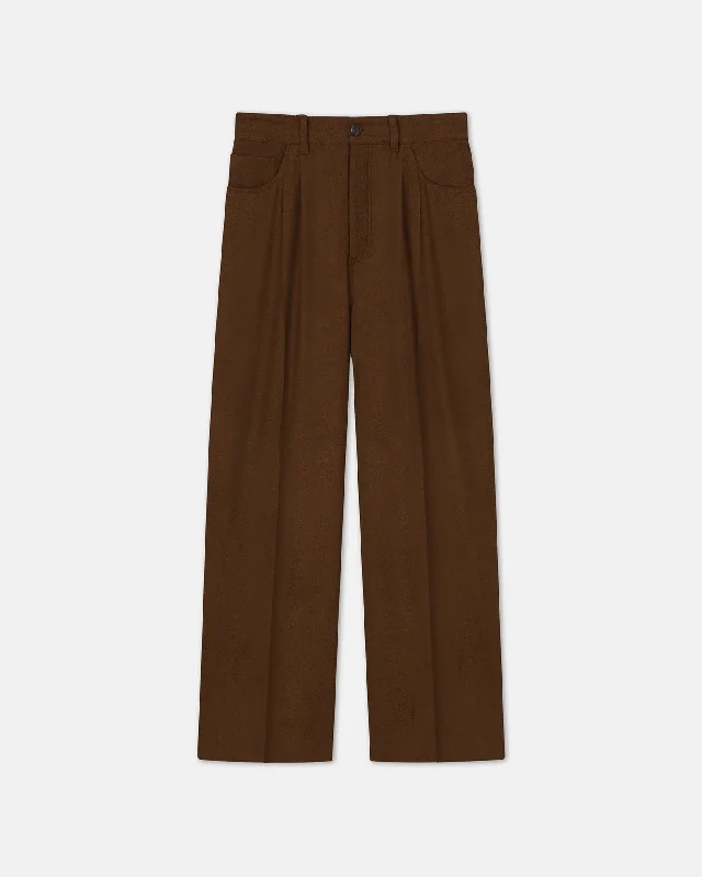 Elston - Sale Barrel-Leg Wool Pants - Umber