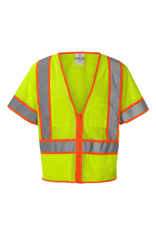 Kishigo Mens Ultra Cool 6 Pocket Mesh Surveyors Vest - Lime Green