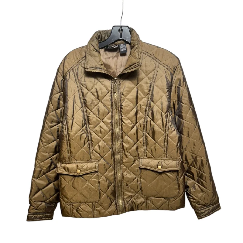 Jacket Puffer & Quilted By Jane Ashley In Bronze, Size: L