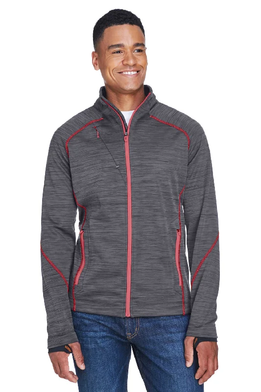 North End Mens Sport Red Flux Full Zip Jacket - Carbon Grey/Olympic Red