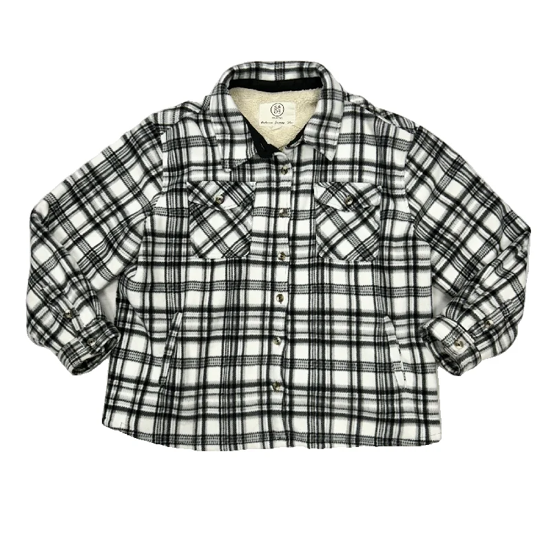 Jacket Shirt By Sage In Black & White, Size: Xxl