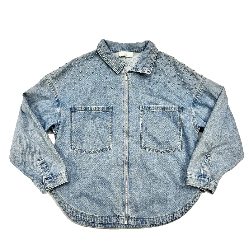 Jacket Denim By Stile Collection In Blue Denim, Size: L