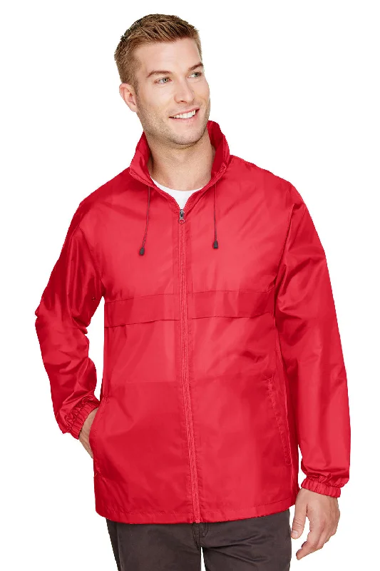 Team 365 Mens Zone Protect Water Resistant Full Zip Hooded Jacket - Red