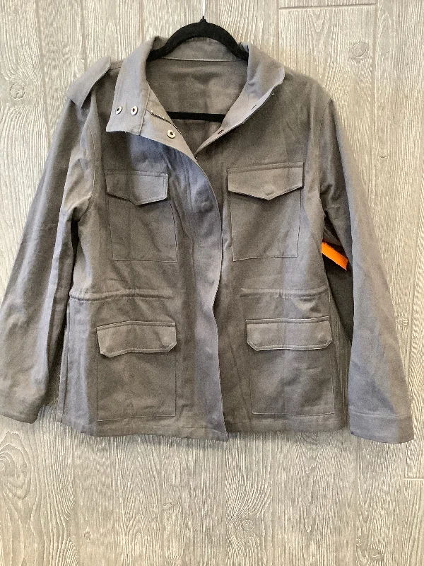 Jacket Utility By Clothes Mentor In Grey, Size: L