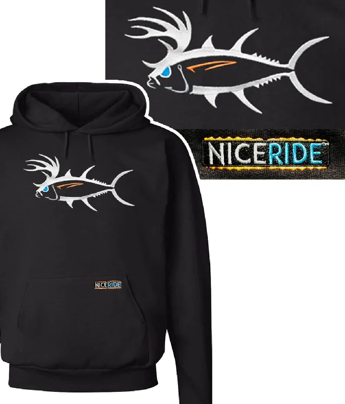 "Buck-Eye" Black Pullover Hoodie For Men And Women